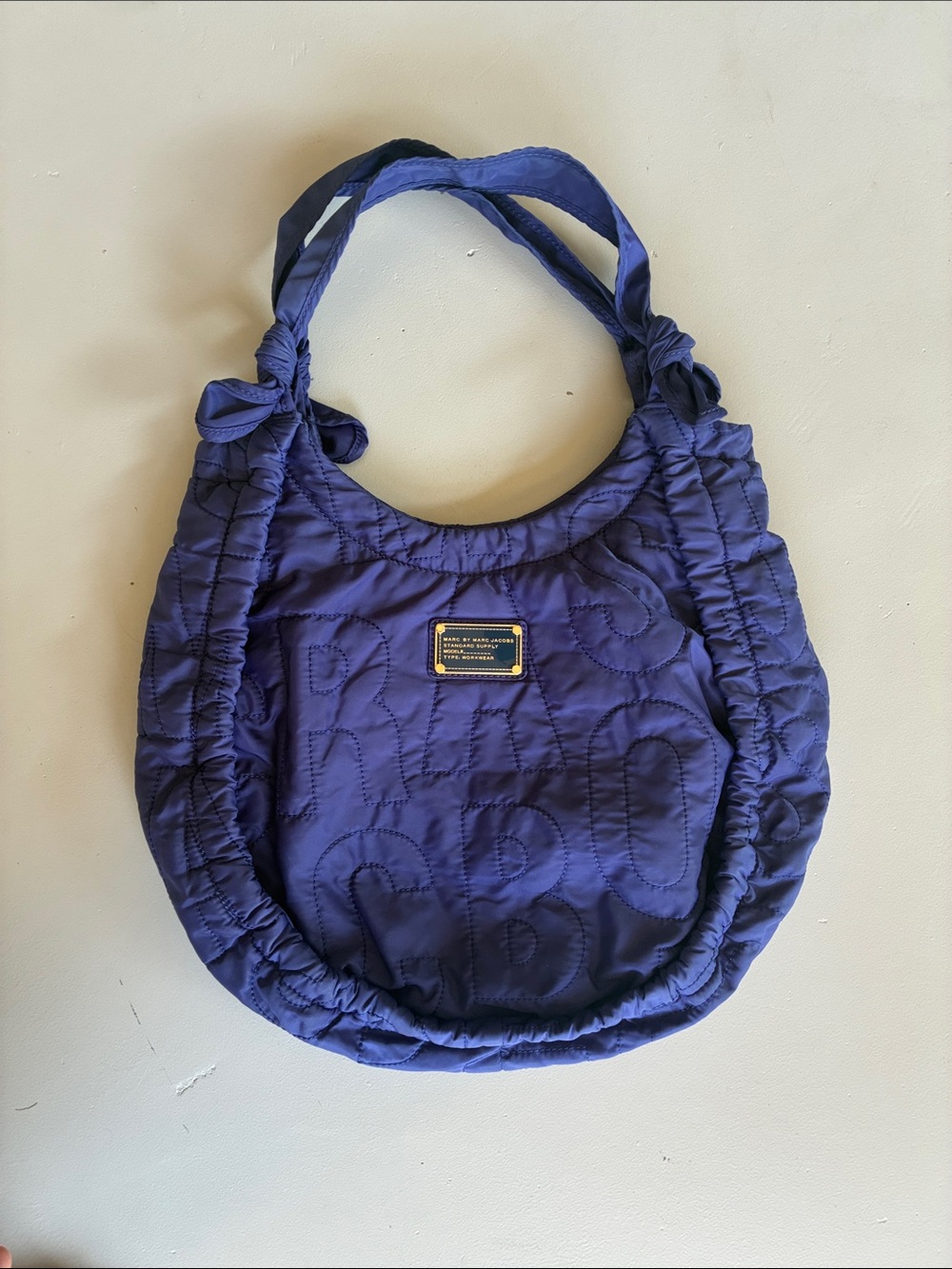 Marc by Marc Jacobs Quilted Navy Purple Slouch Hobo